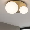 Plafoniere Moderne-Ondaluce pl tondo oro plafoniera vetri bianco per camera da letto