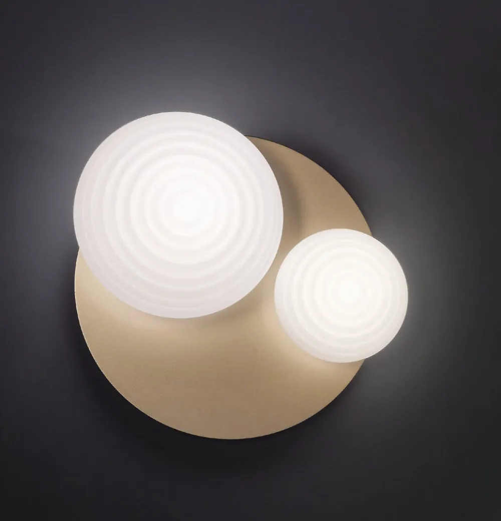Plafoniere Moderne-Ondaluce pl tondo oro plafoniera vetri bianco per camera da letto
