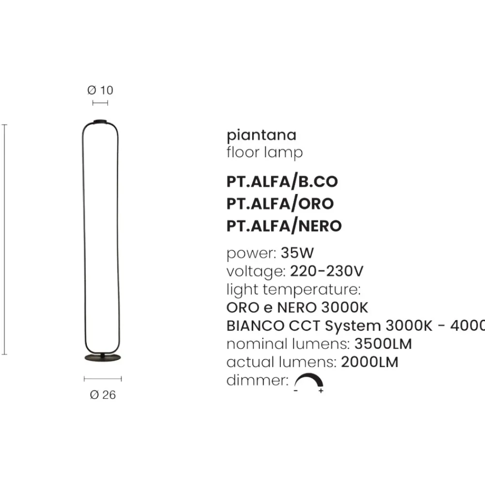 Lampade Da Terra-Ondaluce pt alfa bianco piantana moderna led design
