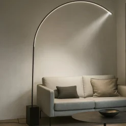 Lampade Da Terra-Ondaluce pt biblio lampada da terra ad arco nera led 3000k moderna