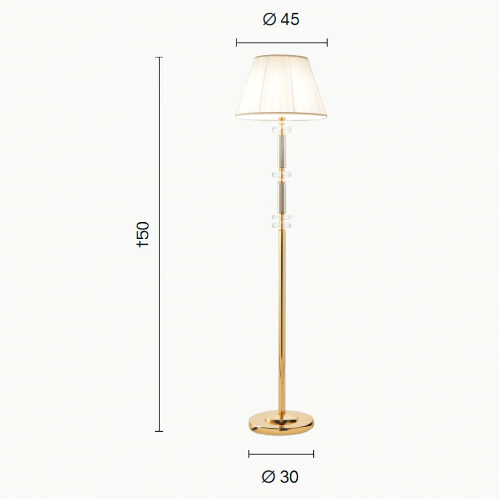 Lampade Da Terra-Ondaluce pt dido piantana classica cromo e paralume tessuto per salotto