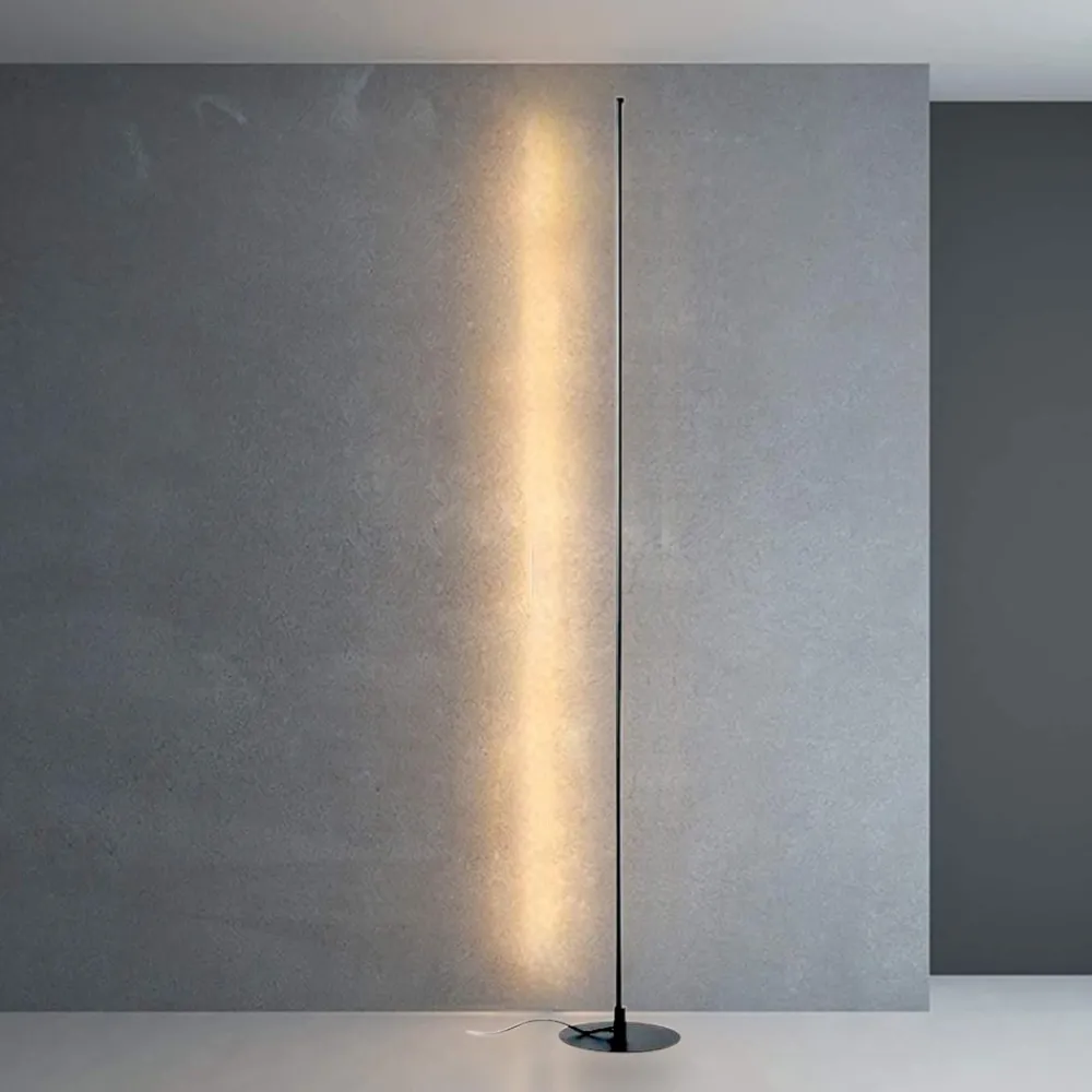 Lampade Da Terra-Ondaluce pt genius nero piantana led 3000k sottile moderna