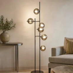 Lampade Da Terra-Ondaluce pt jewel lampada da terra nera 6 sfere vetro