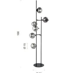 Lampade Da Terra-Ondaluce pt jewel lampada da terra nera 6 sfere vetro