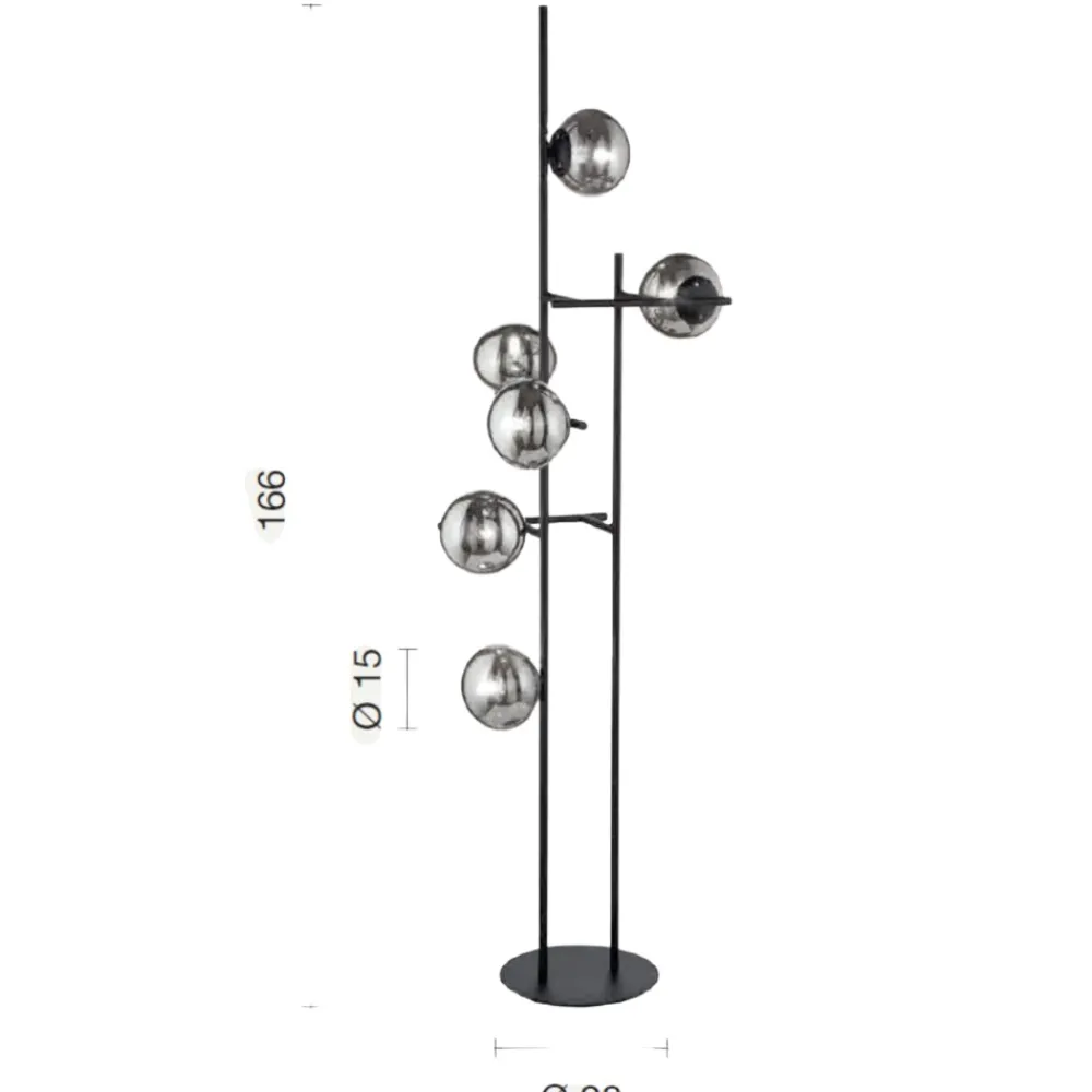 Lampade Da Terra-Ondaluce pt jewel lampada da terra nera 6 sfere vetro