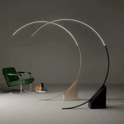 Lampade Da Terra-Ondaluce pt rune lampada da terra ad arco nera led 3000k dimmerabile