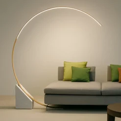 Lampade Da Terra-Ondaluce pt run lampada da terra ad arco marmo oro led 35w 3000k