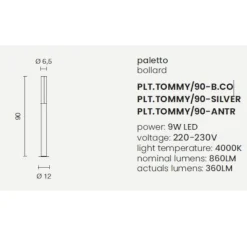 Lampioni Da Giardino-Ondaluce pt tommy lampione per esterno 90cm antracite led 4000k ip54