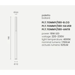 Lampioni Da Giardino-Ondaluce pt tommy lampione per esterno bianco 180cm led 4000k ip54