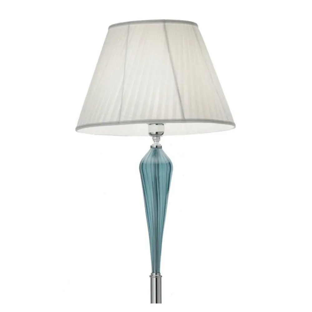 Lampade Da Terra-Ondaluce pt villa lampada da terra classica vetro ottanio paralume bianco