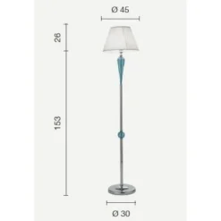 Lampade Da Terra-Ondaluce pt villa lampada da terra classica vetro ottanio paralume bianco