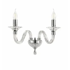 Applique Da Parete-Ondaluce ravel applique classica vetro trasparente dettagli cromo 2 luci