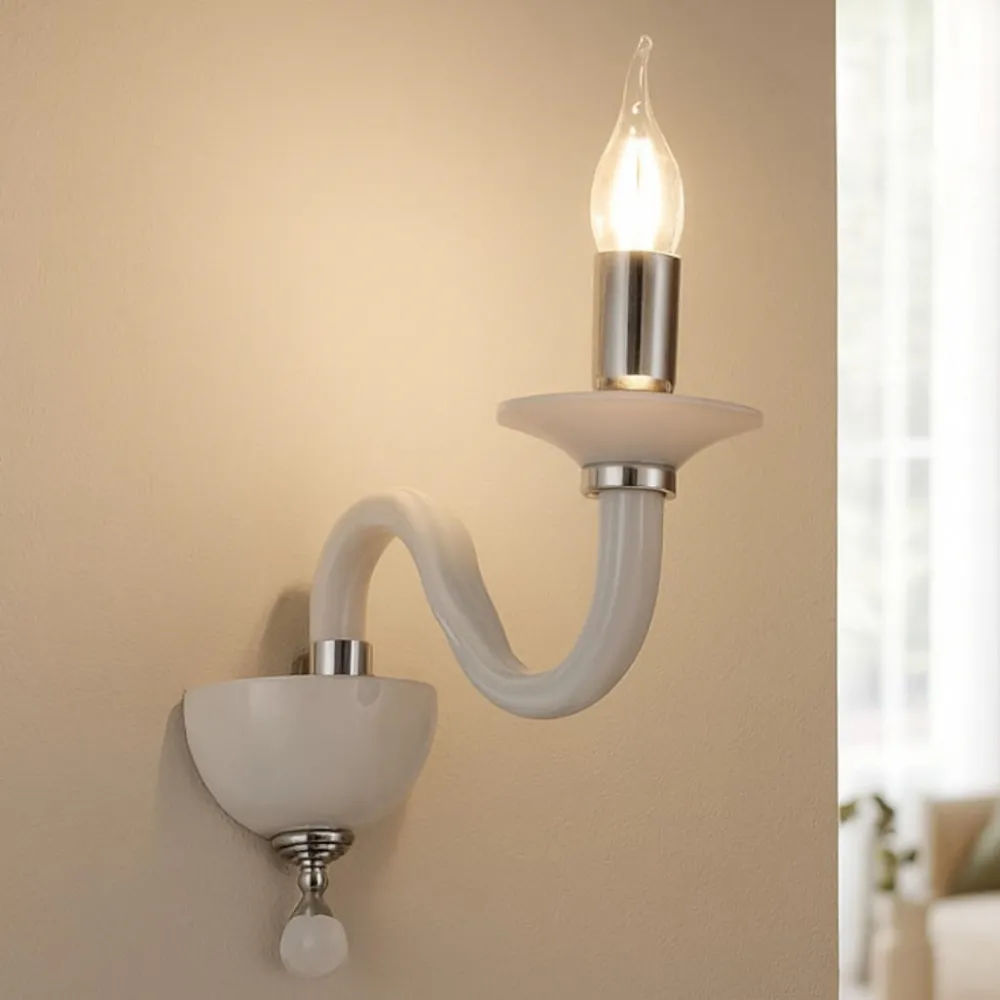 Applique Camera Da Letto-Ondaluce ravel applique classica vetro bianco una luce e14