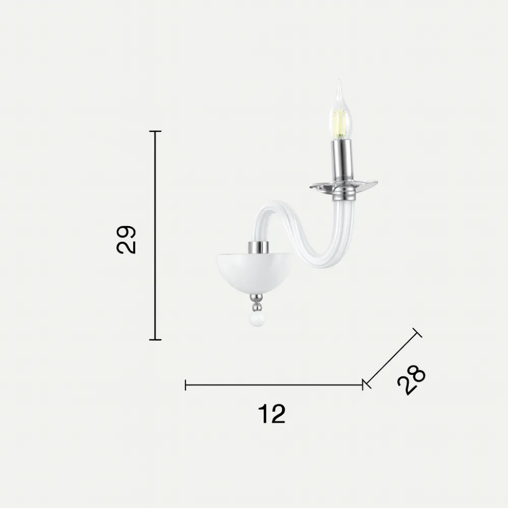Applique Camera Da Letto-Ondaluce ravel applique classica vetro bianco una luce e14