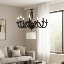 Lampadari Moderni-Ondaluce ravel lampadario contemporano per salone vetro nero 8 luci e14