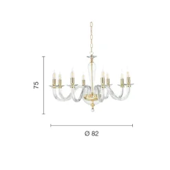Lampadario Camera Da Letto-Ondaluce ravel lampadario per camera da letto classica vetro bianco 8 bracci