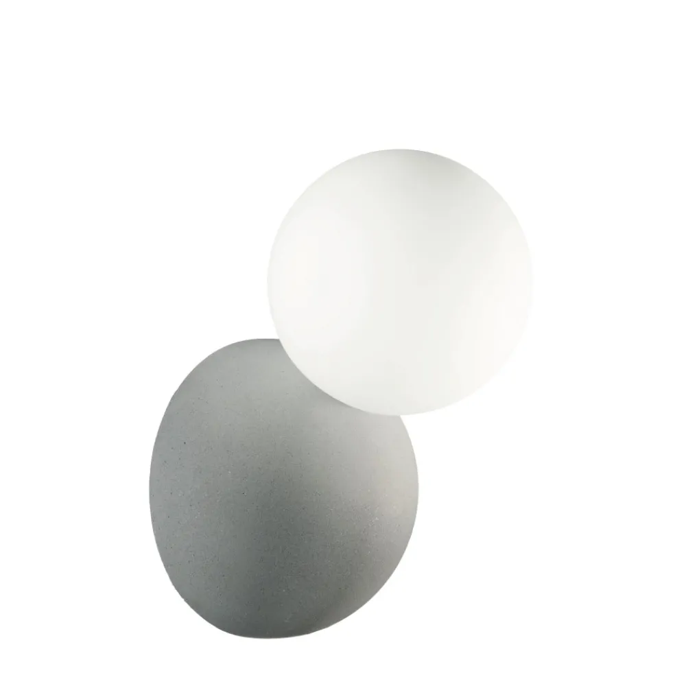 Applique Da Parete-Ondaluce rock applique grigio cemento sfera vetro bianca moderna