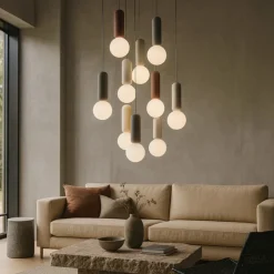 Lampadari Moderni-Ondaluce rock lampadario moderno a cascata cemento colorato 10 luci per soggiorno
