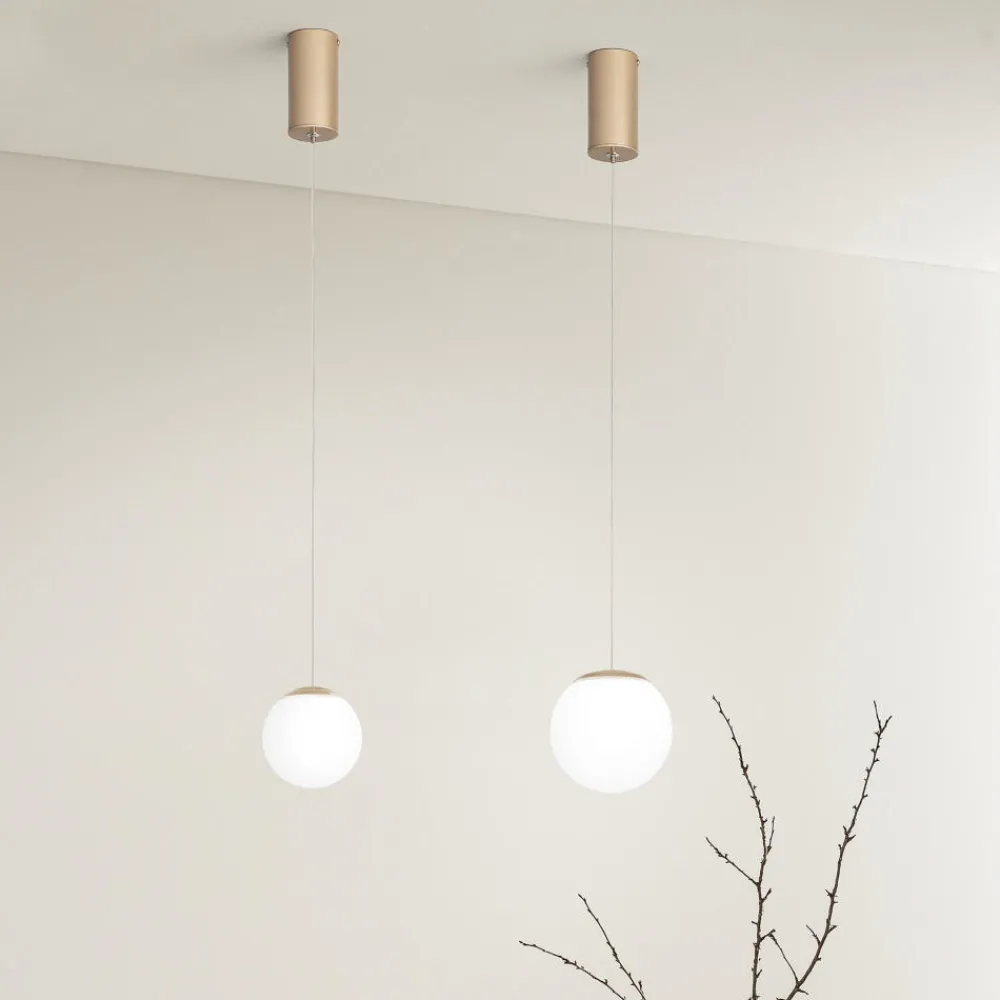 Lampade A Sospensione-Ondaluce santos lampada moderna a sospensione 9w 3000k oro sfera vetro bianco