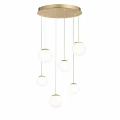 Lampadari Moderni-Ondaluce santos lampadario moderno oro 6 luci sfere vetro bianco led 3000k