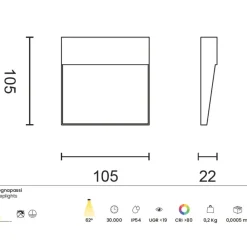 Segnapasso Led-Ondaluce segnapasso a parete da esterno bianco led 5w 4000k free square