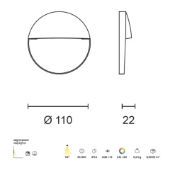 Segnapasso Led-Ondaluce segnapasso led da esterno rotondo corten 3w 4000k