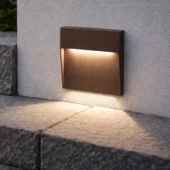Segnapasso Led-Ondaluce segnapasso led da parete per esterno corten led 3w 3000k ip54
