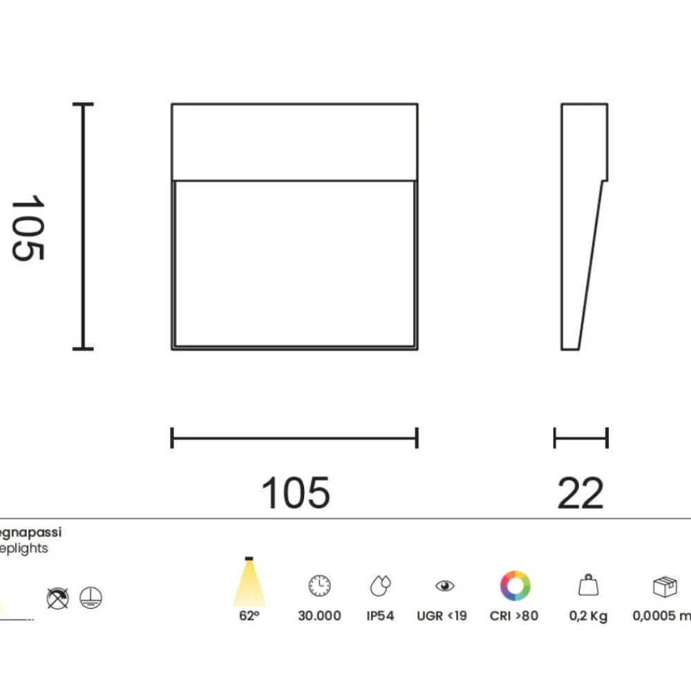 Segnapasso Led-Ondaluce segnapasso led free square per esterno bianco led 3w 3000k