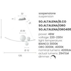 Lampadari Moderni-Ondaluce so altalena led 48w 3000k bianco lampadario design