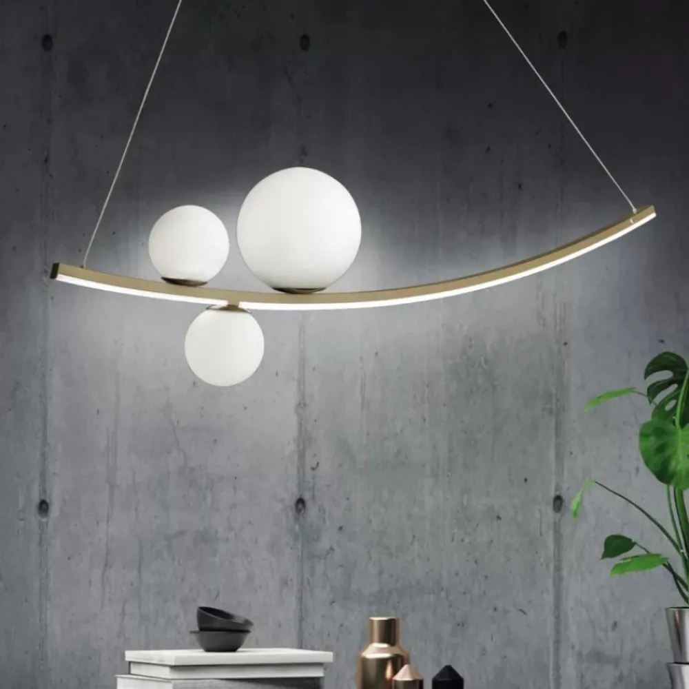 Lampadari Moderni-Ondaluce so altalena oro led 48w 3000k lampadario design moderno