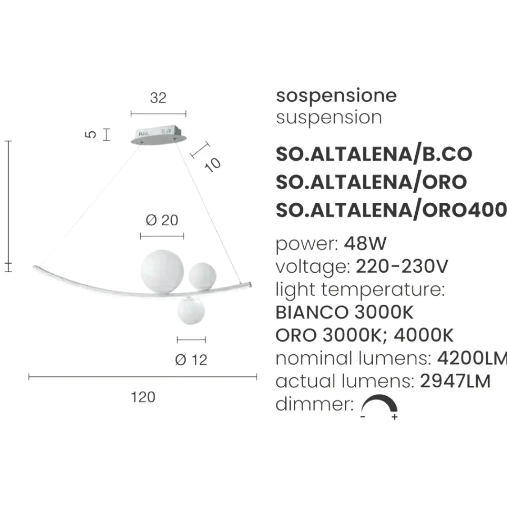 Lampadari Moderni-Ondaluce so altalena oro led 48w 3000k lampadario design moderno