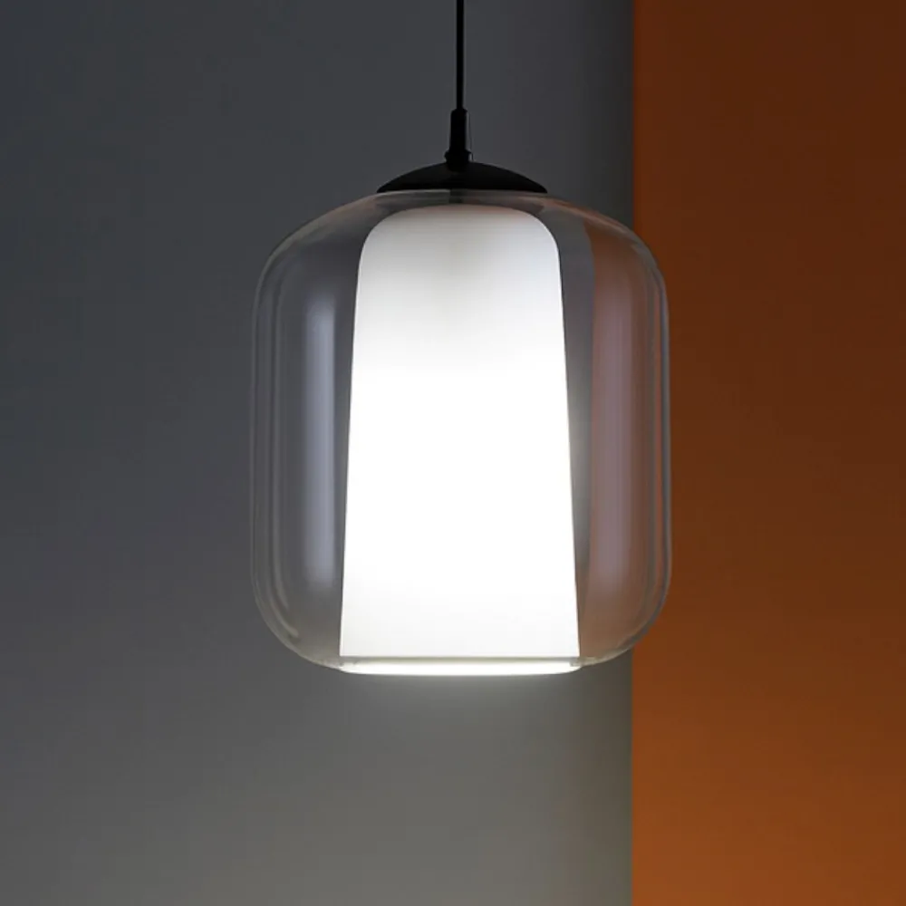 Lampade A Sospensione-Ondaluce so bonnie2 vetro trasparente base nero lampada sospensione