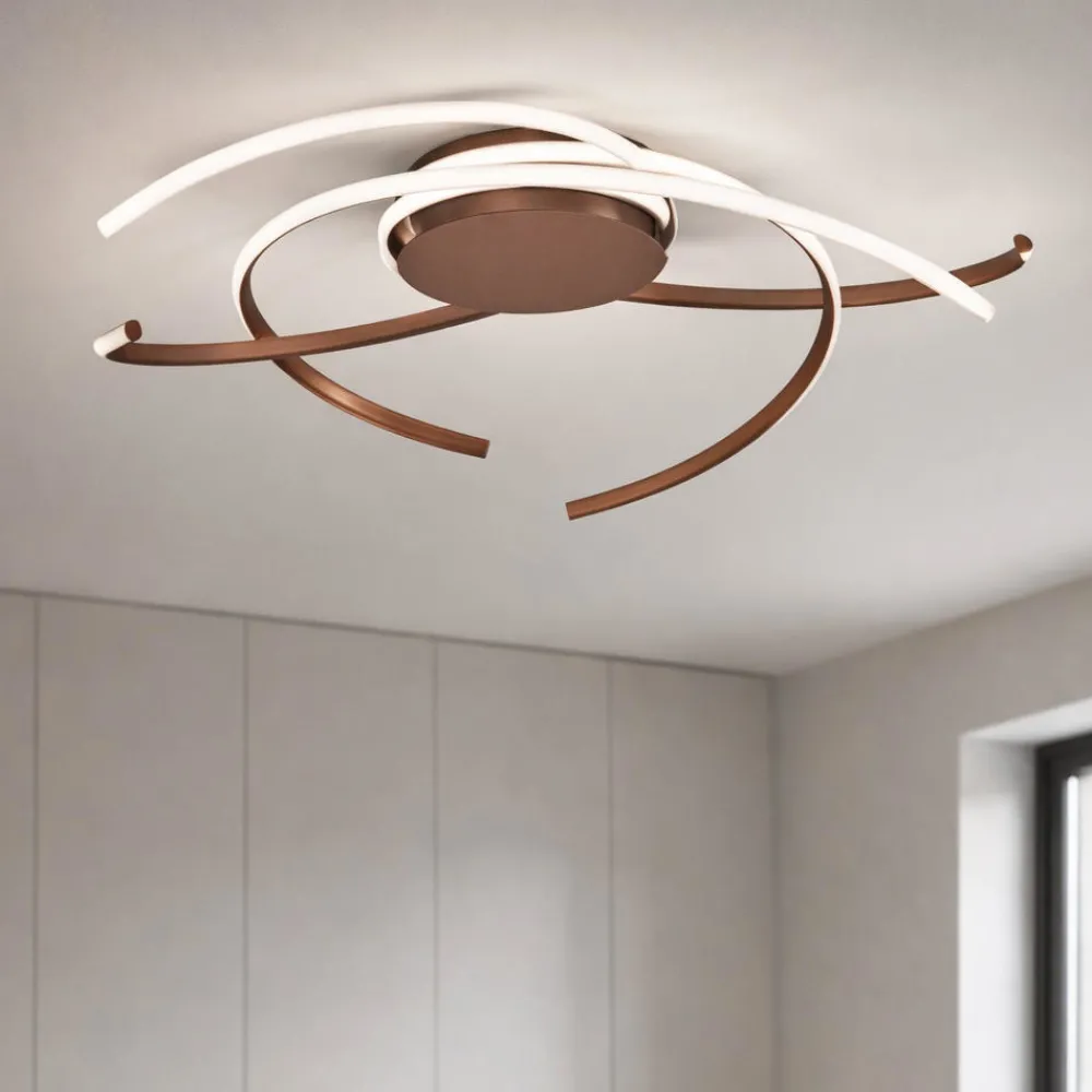 Plafoniere Moderne-Ondaluce soffira plafoniera moderna marrone led dimmerabile 3000k