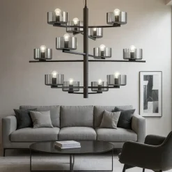 Lampadari Moderni-Ondaluce so figaro lampadario nero 12 luci per salone moderno