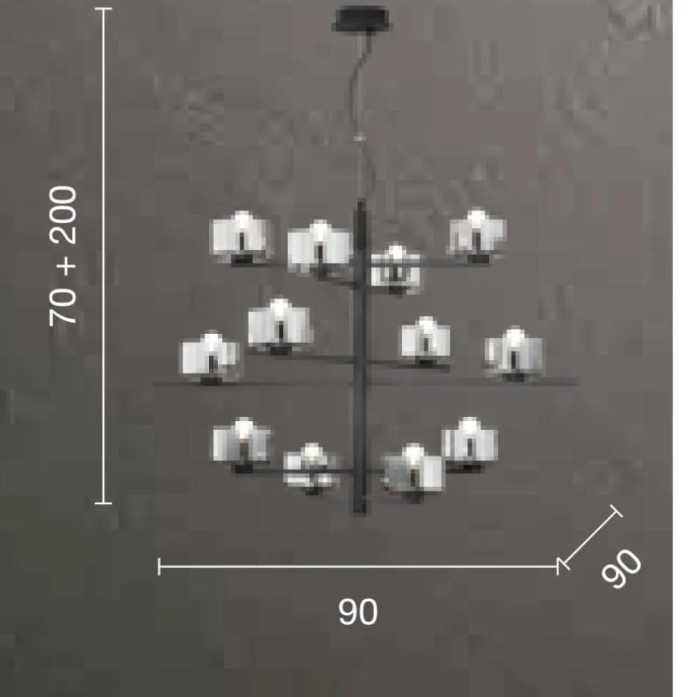 Lampadari Moderni-Ondaluce so figaro lampadario nero 12 luci per salone moderno
