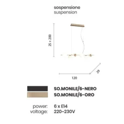 Lampadari Moderni-Ondaluce so monile lampadario oro 6 luci moderno