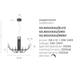 Lampadari Moderni-Ondaluce so nouveau nero lampadario led moderno