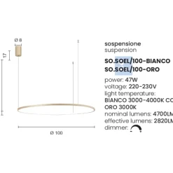 Lampadari Moderni-Ondaluce so soel 100 bianco lampadario cerchio led 47w 3000k 4000k