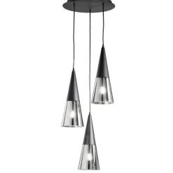 Lampadari Cucina-Ondaluce so trento 3 lampadario per cucina moderna nero coni di vetro