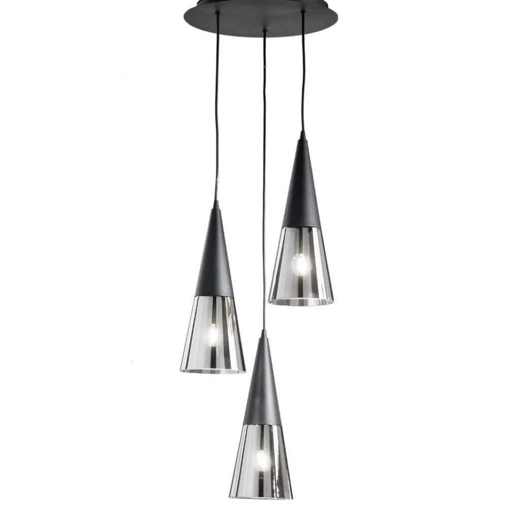Lampadari Cucina-Ondaluce so trento 3 lampadario per cucina moderna nero coni di vetro
