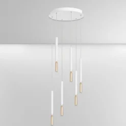 Lampadari Moderni-Ondaluce so tubic 6 lampadario multipla 6 luci led bianco e oro