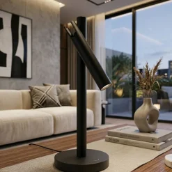 Lampade Da Tavolo-Ondaluce teddy lampada da tavolo nera luce orientabile led 3000k dimmerabile