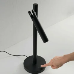 Lampade Da Tavolo-Ondaluce teddy lampada da tavolo nera luce orientabile led 3000k dimmerabile