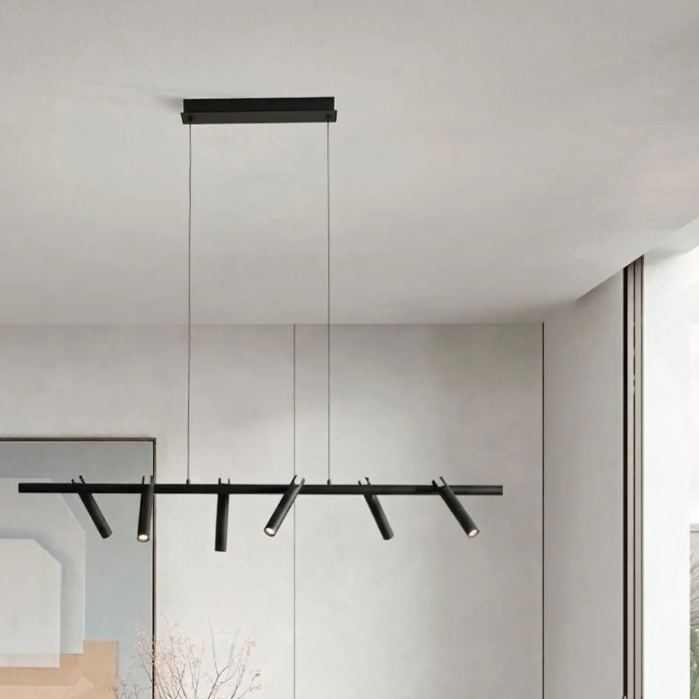 Lampadari Moderni-Ondaluce teddy lampadario moderno nero 6 luci orientabili led 3000k dimmerabile