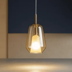 Lampade A Sospensione-Ondaluce thelma lampada a sospensione vetro ambra