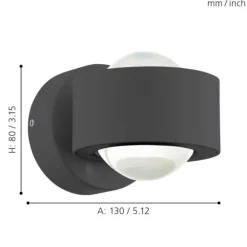 Applique Da Parete-Eglo Ono applique led 5w 3000k antracite design moderna