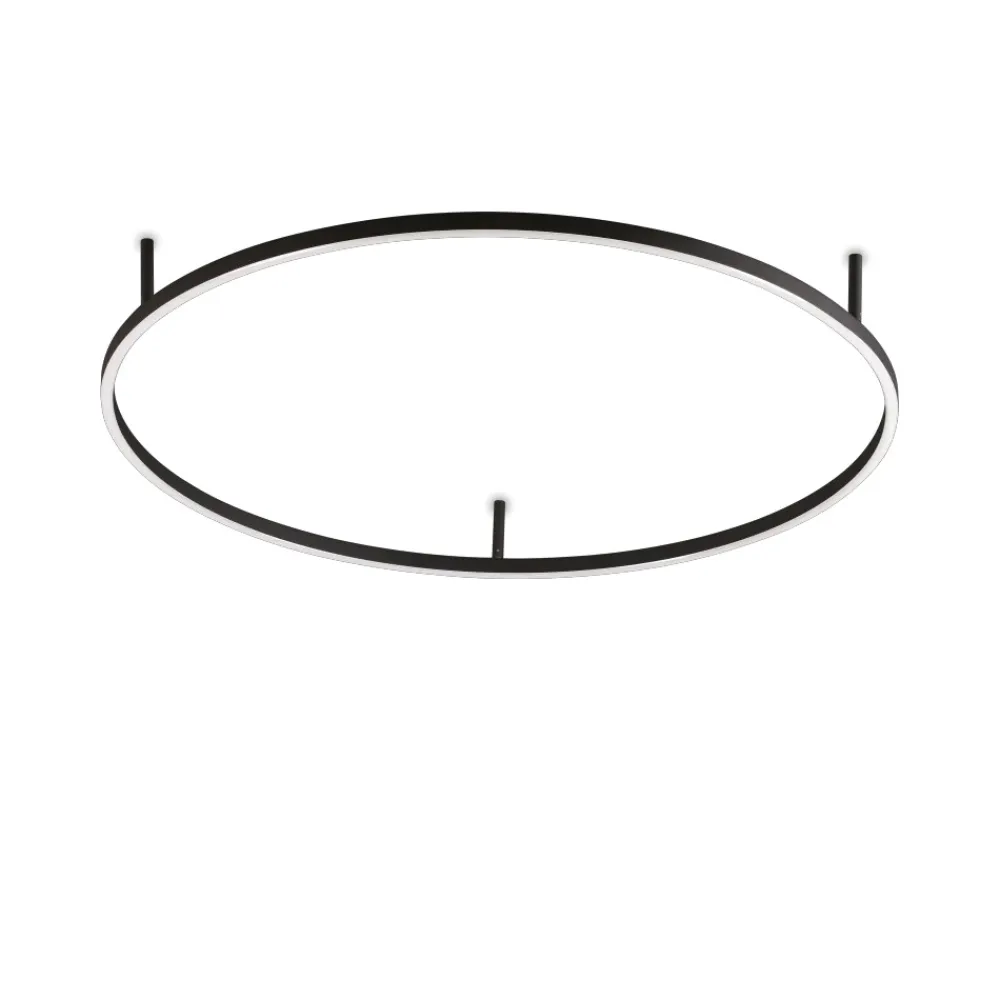 Plafoniere Moderne-Ideal Lux Oracle slim pl d090 round plafoniera a led moderna 90cm nera anello cerchio 55w 3000k