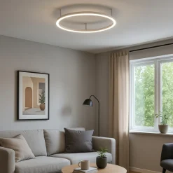 Plafoniere Moderne-Ideal Lux Oracle slim pl d050 round plafoniera led 3000k tonda 50cm bianca per ingresso