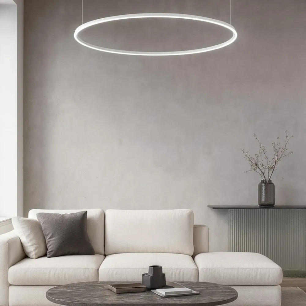 Lampadari Moderni-Ideal Lux Oracle slim sp d150 round lampadario bianco led 89w 3000k