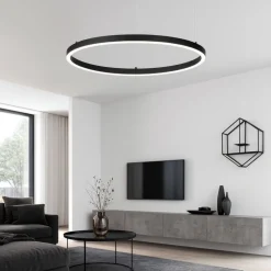 Lampadari Moderni-Ideal Lux Oracle slim sp d070 round led 3000k dimmerabile lampadario nero